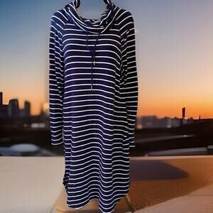 Livi Lane Bryant Active House Dress Sz L 14/16 Blue White Stretch Soft Comfort